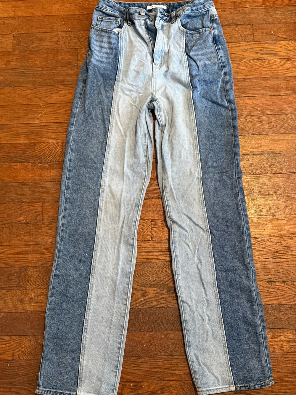 PacSun Two-Tone High Waisted Straight Leg Jeans